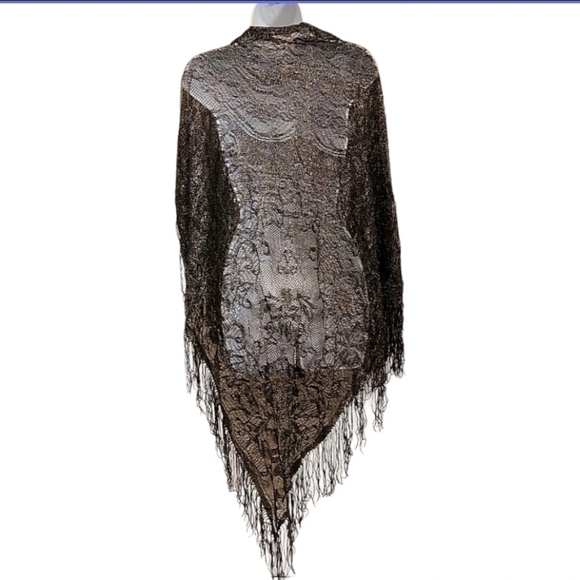 SHIMMERY Metallic Lace Wrap Scarf Drape - Picture 2 of 5